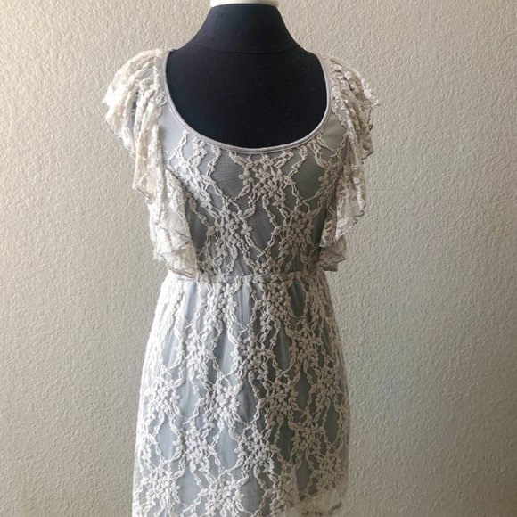 FreeDay Bluish Gray Laced Mini Dress - Picture 4 of 4